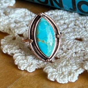 Genuine Large Turquoise Stone Statement Copper Ring
